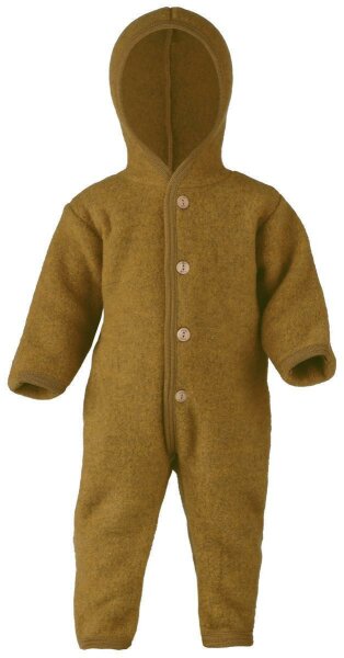 Wollfleece Baby-Overall mit Kapuze Safran 50/56