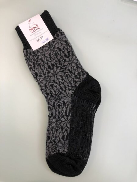 Wollsocken Norweger Sternenmuster Schwarz / Anthrazit 36-37