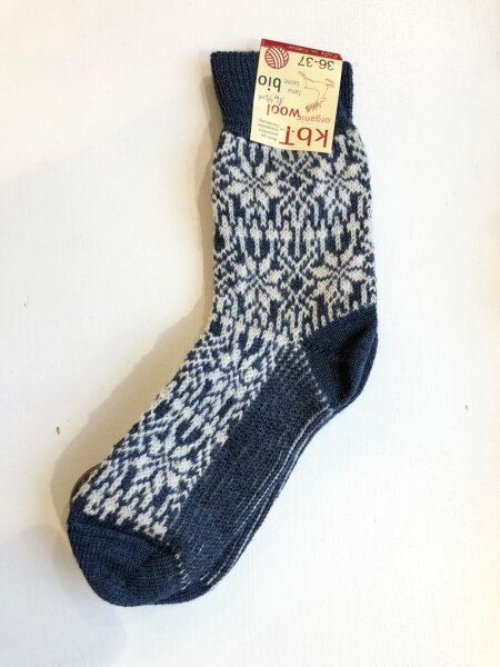 Wollsocken Norweger Sternenmuster Jeans / Natur 42-43