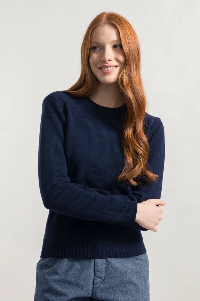 Pullover Laura aus recycelter Wolle Blu Mora M