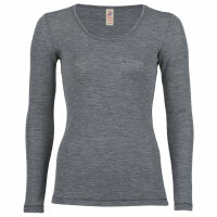 Damen-Shirt Langarm Wolle Schiefer 34/36