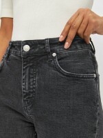 Mom Mid-Rise 5-Pocket Cropped Jeans Iris Rinse Black 30/32