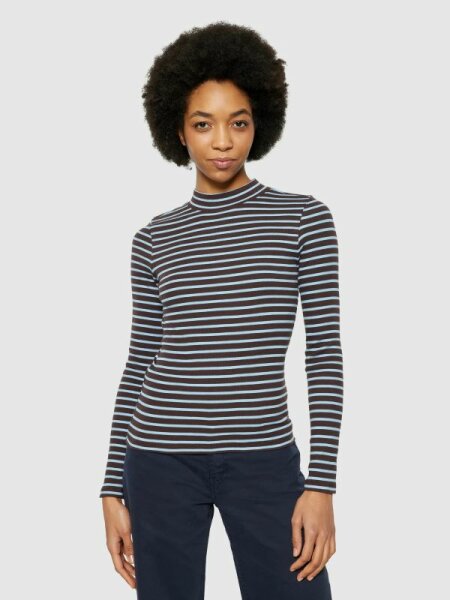 Longsleeve Striped Rib High Neck