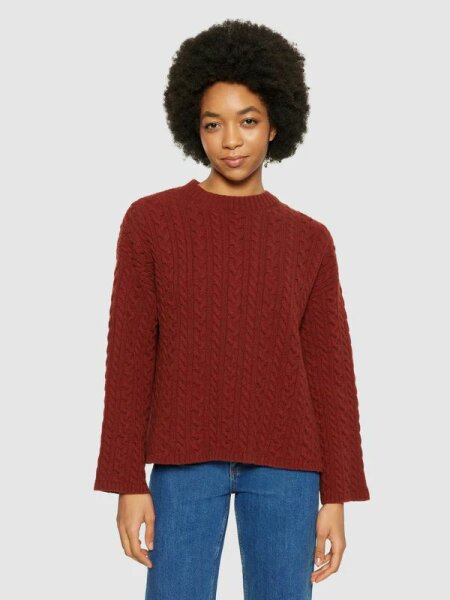 Strickpullover Lammwolle Cable Crew Neck