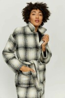 Wollmantel Laven Vegan Beige/Black/Checked M