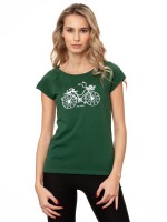 T-Shirt Fahrrad-Mädchen Cap Sleeve Scarab Green S