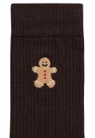 Socken Ribbed Socks Embroidery Dark Brown/Gingerbread 43-46